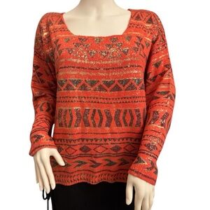 Clotheshead Orange and Brown Sweater Size Small/Medium